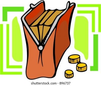 Purse with money.Vector illustration