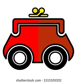 Purse on wheels, line icon isolated on a white background.