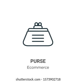 Purse outline vector icon. Thin line black purse icon, flat vector simple element illustration from editable payment concept isolated on white background
