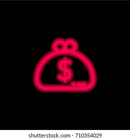 Purse red glowing neon ui ux icon. Glowing sign logo vector