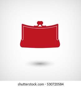 Purse - red vector  icon with shadow