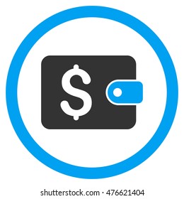Purse rounded icon. Vector illustration style is flat iconic bicolor symbol, blue and gray colors, white background.
