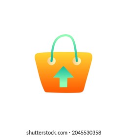 Purse shopping icon, Shopping bag with up arrow symbol icon in gradient color style, isolated on white background 