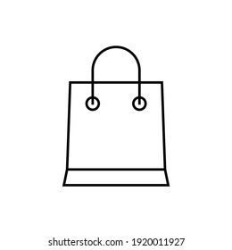 Purse shopping icon, Shopping bag icon in flat black line style, isolated on white background 