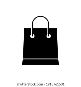Icono de compra de bolsa, icono de bolsa de compras en un icono de glifo de forma plana y sólida, aislado en fondo blanco 