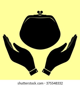 Purse sign. Flat style icon vector illustration.