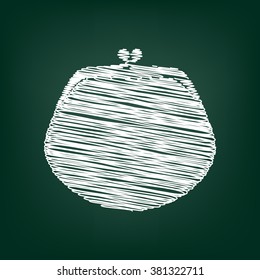 Purse sign. Flat style icon with scribble effection.