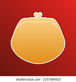 Purse sign illustration. Golden gradient Icon with contours on redish Background. Illustration.