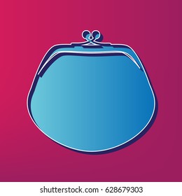 Purse sign illustration. Vector. Blue 3d printed icon on magenta background.