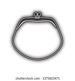 Purse sign illustration. Vector. Double contour black icon with soft shadow at white background. Isolated.