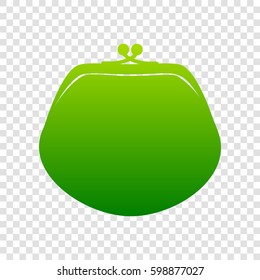 Purse sign illustration. Vector. Green gradient icon on transparent background.