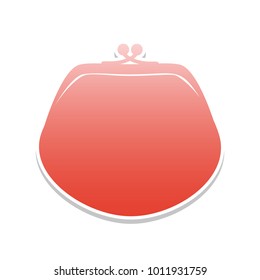 Purse sign illustration. Vector. Reddish icon with white and gray shadow on white background. Isolated.