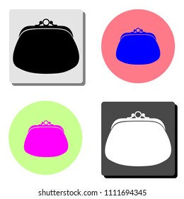 Purse. simple flat vector icon illustration on four different color backgrounds