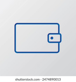 Purse simple icon vector. Flat design. Paper cut design. Cutted blue symbol with shadow. Gray background.ai