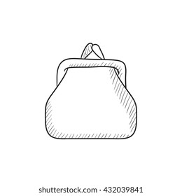 Purse sketch icon for web, mobile and infographics. Hand drawn Purse icon. Purse vector icon. Purse icon isolated on white background.