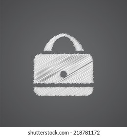purse sketch logo doodle icon isolated on dark background 