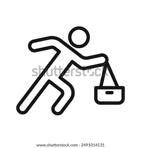 Purse snatcher icon Black line art vector logo