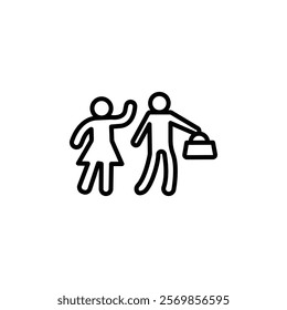 Purse snatcher icon Black and white outline vector