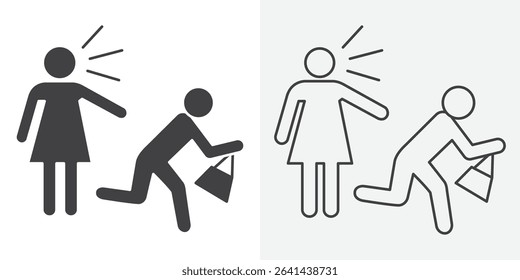 Purse snatcher icon Line graphics illustration