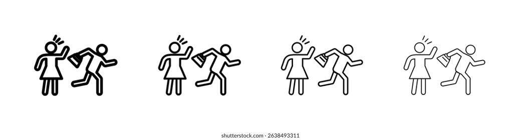 Purse snatcher icon Outline sign symbol set