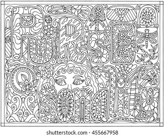 Purse Sonality Hand Drawn Black and White Adult Coloring Book Vector Illustration Handbag Fantasy