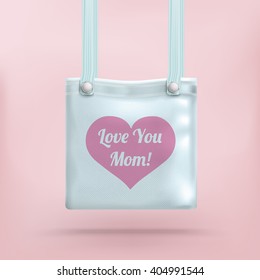 Purse with text Love You Mom. Eps 10 vector file.