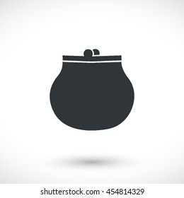 Purse vector icon. Graphic symbol for web design, logo. Gray glyph on a white background. Isolated sign.