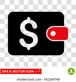 Purse vector icon. Image style is a flat intensive red and black pictograph symbol.