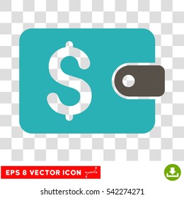Purse vector icon. Image style is a flat grey and cyan iconic symbol.