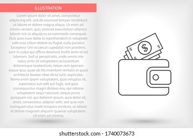 Icono del vector de la cartera , lorem ipsum Diseño plano