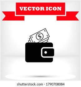 Purse vector icon , lorem ipsum Flat design