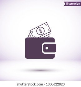 Icono del vector de la cartera , lorem ipsum Diseño plano