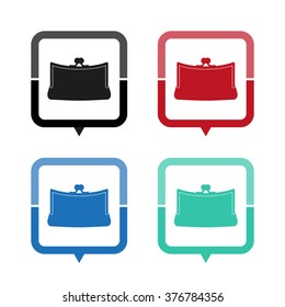 Purse - vector icon; map pointer;  message bubble