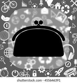 purse vector icon - matte glass button on background consisting of different icons