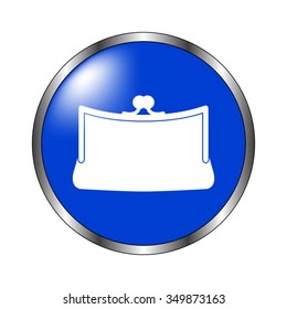 Purse - vector icon on the blue button