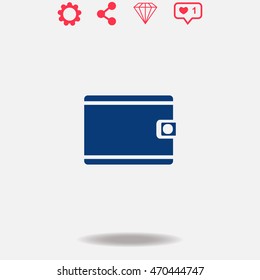 Purse vector icon on grey background.