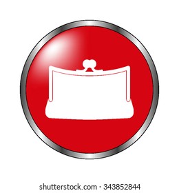 Purse - vector icon on the  red button