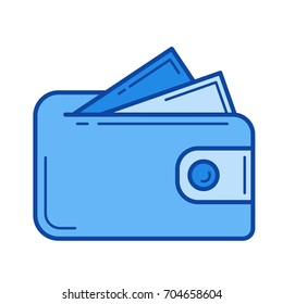 Purse vector line icon isolated on white background. Purse line icon for infographic, website or app. Blue icon designed on a grid system.