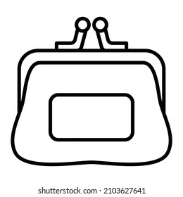 Purse Vector Outline Icon Isolated On White Background
