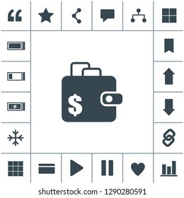Purse vector symbol. Wallet flat design illustration. Simple vector icon.
