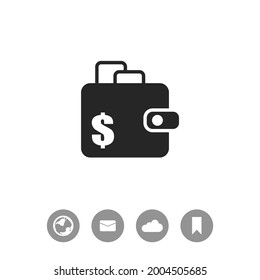 Purse vector symbol. Wallet flat design illustration. Simple vector icon.