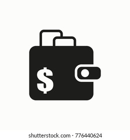 Purse vector symbol. Wallet flat design illustration. Simple vector icon.