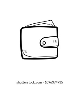 purse wallet doodle icon vector 