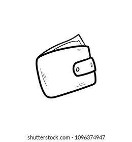 purse wallet doodle icon vector 