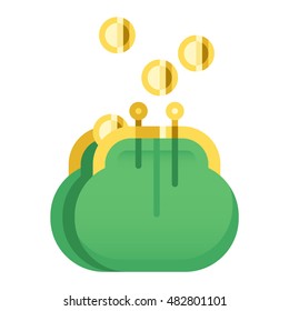 Purse wallet icon with money shopping