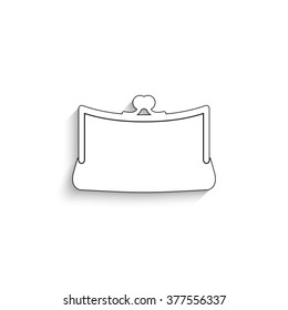 Purse - white vector icon  with shadow