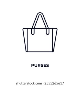 purses outline icon. Linear vector from fashion concept. Thin line purses icon isolated on white background