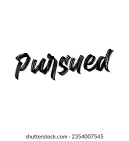 pursued text on white background.