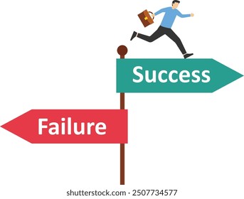 Pursuing success, choosing the path of success or failure, smart young people run towards success.

