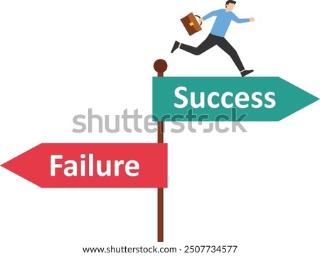 Pursuing success, choosing the path of success or failure, smart young people run towards success.

